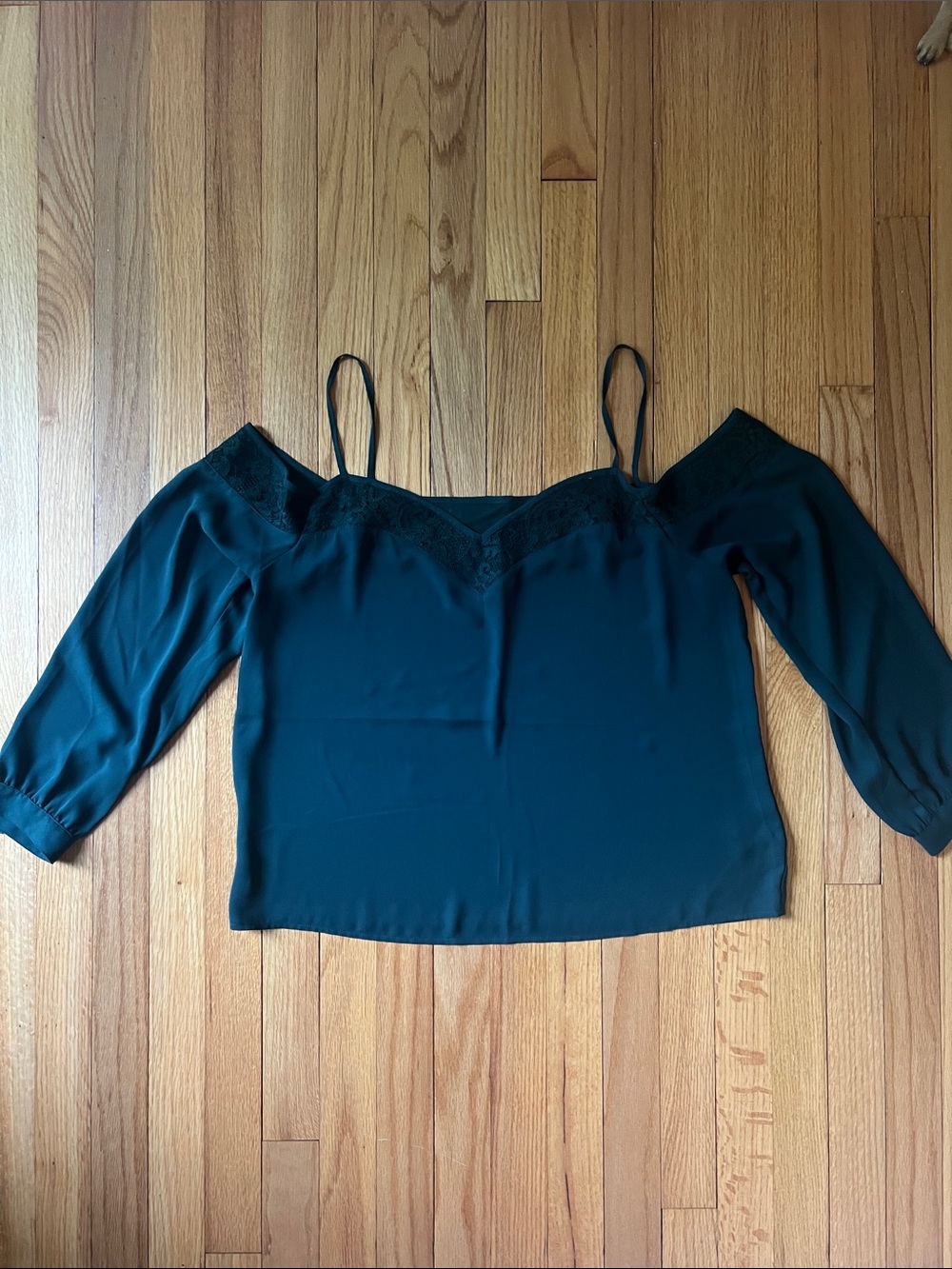 Express Teal Off-Shoulder Lace-Trim Camisole